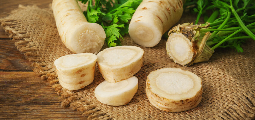 raw and choped parsley root